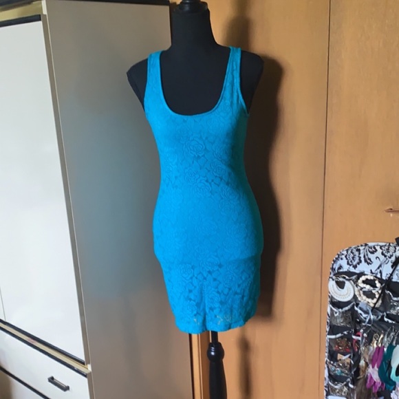 Mini lace blue dress - Picture 1 of 4